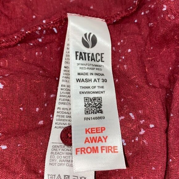 Fat Face Sz 12 Amba Craft Geo Jersey Dress Tiered Wrap Smocked Pullover Raspberr - Picture 12 of 15